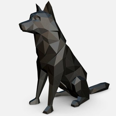 chien loup drucken bereit 3d Modell Lowpoly 3D print model - Mito3D