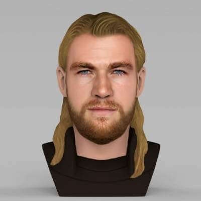 chris hemsworth as avengers thor bust color - 3d print model by printedreality 3d print model - Mito3D