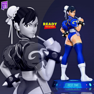 chun li rue combattant fanart 3d impression modèle née Nguyen 3D print model - Mito3D