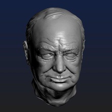 Churchill cabeça impressão pronto 3d modelo alexkovalev 3d print model - Mito3D