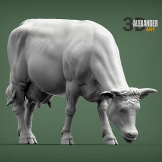 cow eating 3d print model alexander3dart 3d print model - Mito3D