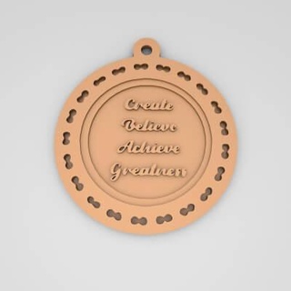 create believe achieve greatness quote round keychain - 3d print model pk3dstore 3d print model - Mito3D
