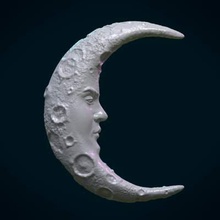 crescent moon Gesicht druckfertige 3d Modell crescentmeasure Einheiten Millimeter 3 cm HöheNetz-Verteiler keine Löcher, invertierten Gesichtern schlechte zusammenhängenden Kantendas besteht aus 557766 dreieckige Gesichterverfügbare Formate Mischung fbx stl obj 3d print model - Mito3D