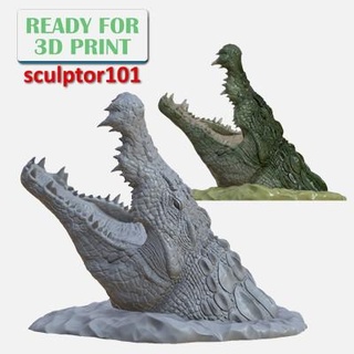 Krokodil springen Wasser 3d drucken Modell sculptor101 3d print model - Mito3D