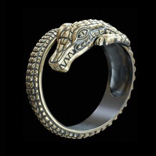 crocodile ring print ready 3d model element jewelry craftsize 24 16 mmring size 19 mmonly trianglesno bump no displacepure geometry onlythe file printing 3d print model - Mito3D