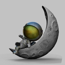 cute chibi spaceman moon print ready 3d model 3d print model - Mito3D
