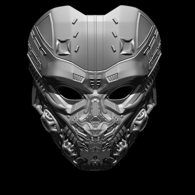 cyber invader sci-fi warrior custom mask print ready 3d model 3D print model - Mito3D