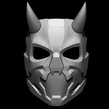 cyberpunk sci démon masque cornes impression prêt 3d modèle 3d print model - Mito3D