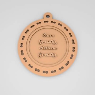 dare greatly achieve quote round keychain - 3d print model pk3dstore 3d print model - Mito3D