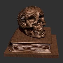 decorated skull free print ready 3d model sculptural composition 3d print model - Mito3D