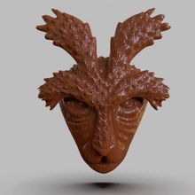 cervo Dio maschera semplice legno versione Stampa pronto 3d modello 3d print model - Mito3D