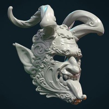 demon satyr mask print ready 3d model maskmeasure units millimeters 25 cm height without horns wall thickness 3 mmmesh manifold no holes inverted faces bad contiguous edgeshere two version 1 s blend fbx obj stl file contains one solid object attached 807780 triangular faces2 parts has separate 731998 case format itself filesavailable formats 3d print model - Mito3D