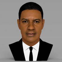 denzel washington bust full color print ready 3d model here printing current size 5 cm height but you free scale it zip file contains obj wrl texture png created zbrush mudbox photoshopif have any questions please don't hesitate contact me respond asap encourage check my other celebrity models 3d print model - Mito3D