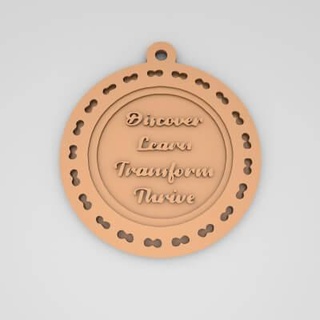 discover learn transform thrive quote round keychain - 3d print model pk3dstore 3d print model - Mito3D