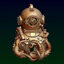 diving helmet octopus - print ready 3d model alexkovalev 3d print model - Mito3D
