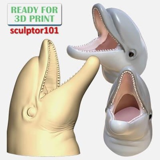golfinho oco caneta suporte 3d escultura sculptor101 3d print model - Mito3D