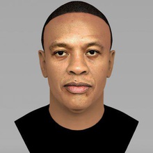 dr dre full color print ready 3d model here bust printing current size 5 cm height but you free scale it zip file contains obj wrl texture png created zbrush mudbox photoshopif have any questions please don't hesitate contact me respond asap encourage check my other celebrity models 3d print model - Mito3D