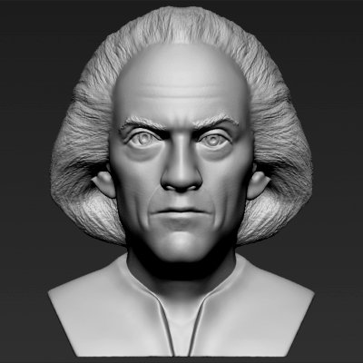 dr emmett brown back future bust print ready 3d model here doctor printing current size 5 cm height but you free scale it zip file contains obj stl created zbrushif have any questions please don't hesitate contact me respond asap encourage check my other celebrity models 3D print model - Mito3D