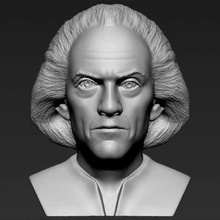 dr emmett brown back future bust print ready 3d model here doctor printing current size 5 cm height but you free scale it zip file contains obj stl created zbrushif have any questions please don't hesitate contact me respond asap encourage check my other celebrity models 3d print model - Mito3D