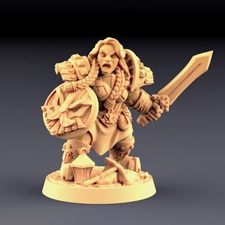 dwarf defender female broadsword - 3d print model 3dmodeldesigner 3d print model - Mito3D