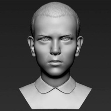 eleven stranger things bust print ready 3d model here tv show printing current size 5 cm height but you free scale it zip file contains obj stl created zbrushif have any questions please don't hesitate contact me respond asap encourage check my other celebrity models 3d print model - Mito3D