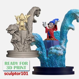 fanart fantazi Mickey fare büyücü Kaya fışkırtmak 3d Yazdır model sculptor101 3d print model - Mito3D