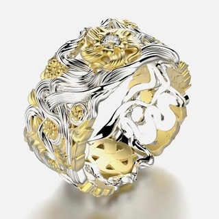 fashion wedding ring set 0118 - 3d print model 3djewelrysquad 3d print model - Mito3D