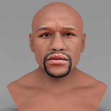 floyd mayweather bust full color print ready 3d model here jr printing current size 5 cm height but you free scale itzip file contains obj wrl texture pngthe created zbrush mudbox photoshop 3d print model - Mito3D