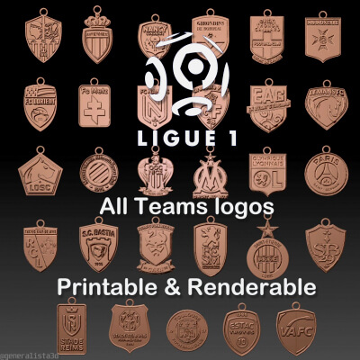 France ligue 1 équipes logos imprimable 3d impression modèle Danyelon 3D print model - Mito3D