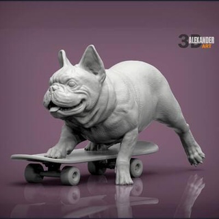 french bulldog skateboard 3d print model alexander3dart 3d print model - Mito3D