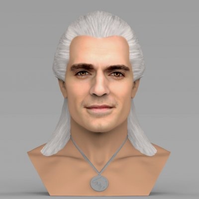geralt of rivia witcher cavill bust color - 3d print model by printedreality 3d print model - Mito3D