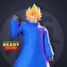 Goku azul Jaqueta impressão pronto 3d modelo 3d print model - Mito3D
