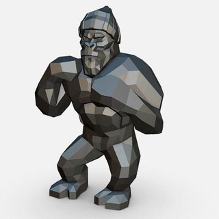 gorilla - 3d print model lowpoly 3d print model - Mito3D