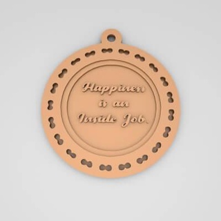 happiness inside job quote round keychain - 3d print model pk3dstore 3d print model - Mito3D