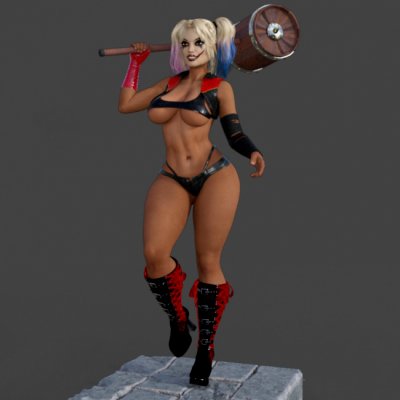 Harley Quinn dc Comics Statue drucken bereit 3d Modell Morgengrauen 3D print model - Mito3D