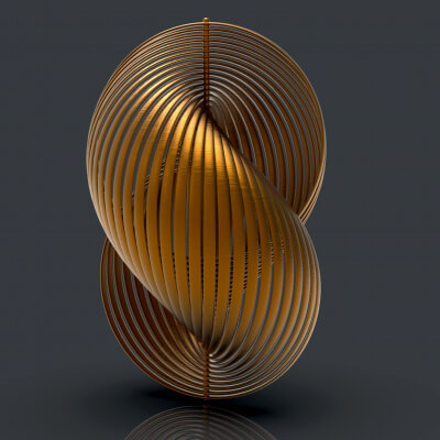 hélicoïdal d'or spirale 3d impression modèle basé 3D print model - Mito3D