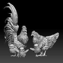 hen cock chick - print ready 3d model explorer 3d print model - Mito3D