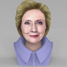 hillary clinton bust full color print ready 3d model here printing current size 5 cm height but you free scale it zip file contains obj wrl texture png created zbrush mudbox photoshop 3d print model - Mito3D