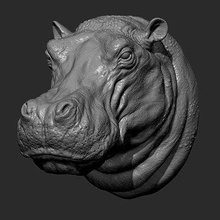 hippopotamus head background - print ready 3d model guninnik81 3d print model - Mito3D