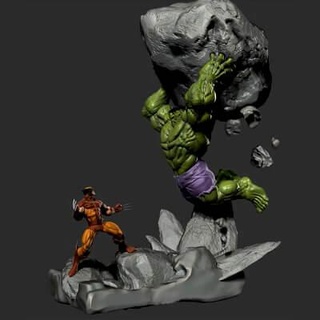 Hulk Wolverine diyorama 3d Yazdır model 3dprintingdesigner 3d print model - Mito3D