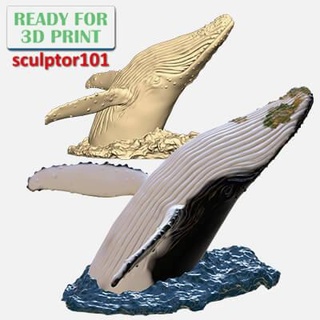 Buckel Wal Kopf Wasser 3d Bildhauerei sculptor101 3d print model - Mito3D