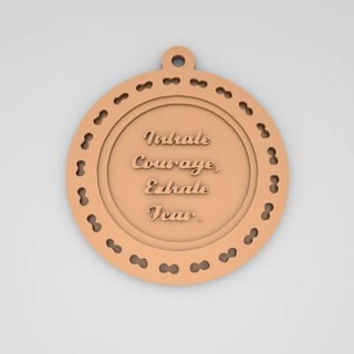 inhale courage exhale fear quote round keychain - 3d print model pk3dstore 3d print model - Mito3D