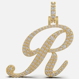 initial letter 'r' pendant necklace - 3d print model lady 3drings 3d print model - Mito3D