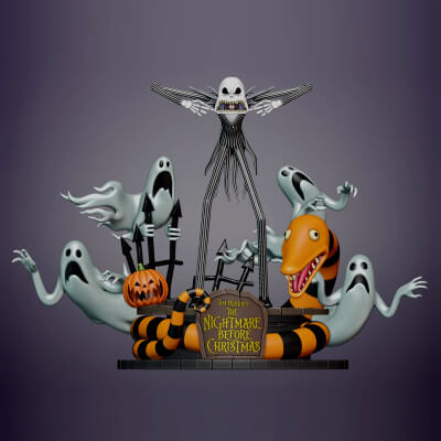 Jack skellington incubo Natale 3d Stampa modello wsonuchiha3d 3D print model - Mito3D