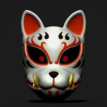 japanisch Dämon Kitsune Maske drucken bereit 3d Modell blackstar90 3d print model - Mito3D
