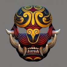 giapponese Leone maschera diavolo hannya Stampa pronto 3d modello 3d print model - Mito3D