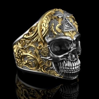 jewelery skull ring eye masonic symbol 0318 set 7-13us 3d print model 3djewelrysquad 3d print model - Mito3D
