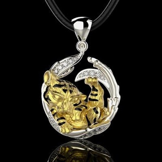 bijoux pendentif tigre lionceau branche 0199 1 3d impression modèle 3djewelrysquad 3d print model - Mito3D