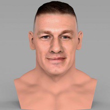 john cena bust full color print ready 3d model here printing current size 5 cm height but you free scale it zip file contains obj wrl texture png created zbrush mudbox photoshop 3d print model - Mito3D
