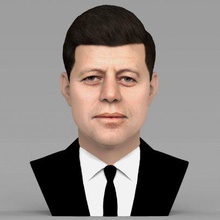 john f kennedy bust full color print ready 3d model here fitzgerald printing current size 5 cm height but you free scale it zip file contains obj wrl texture png created zbrush mudbox photoshopif have any questions please don't hesitate contact me respond asap encourage check my other celebrity models 3d print model - Mito3D